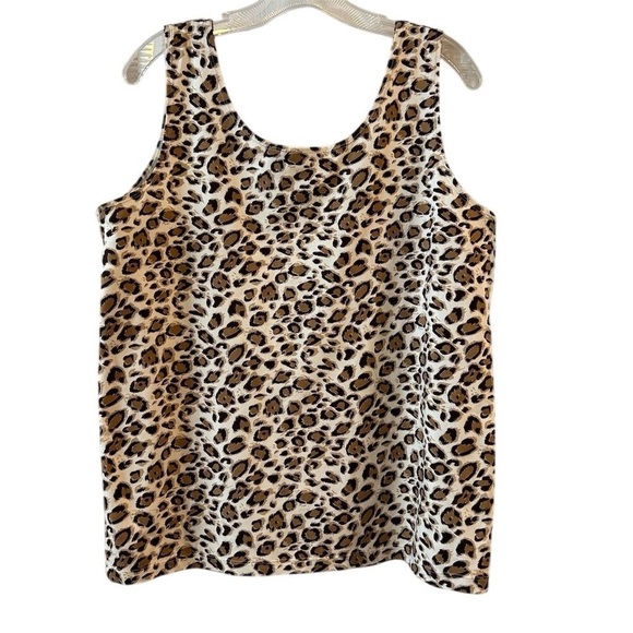 Chicos Travelers Animal Print Leopard Round Neck Tank Top Womens 1 Medium - Picture 2 of 9